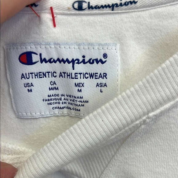 Champion White Sweatshirt with Red and Blue Accents - Picture 3 of 4